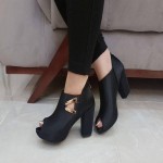 فروش کفش چرم پاشنه سه سانتی جلوباز زنانه